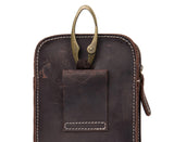 BOOPDO DESIGN MAN TIME MULTI FUNCTION MOBILE PHONE LEATHER MINI BAG IN BROWN - boopdo