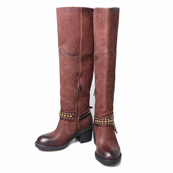 PROVA PERFETTO MARTIN RETRO STYLE STOVEPIPE LEATHER BOOTS - boopdo