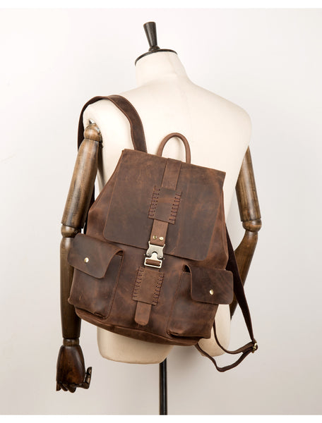 MANTIME FIFTH AVENUE BRITISH DESIGN HANDMADE BACKPACK IN BROWN - boopdo