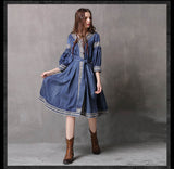 ARTKA KYRA FRIO KEER MID LENGTH DENIM JEAN DRESS - boopdo