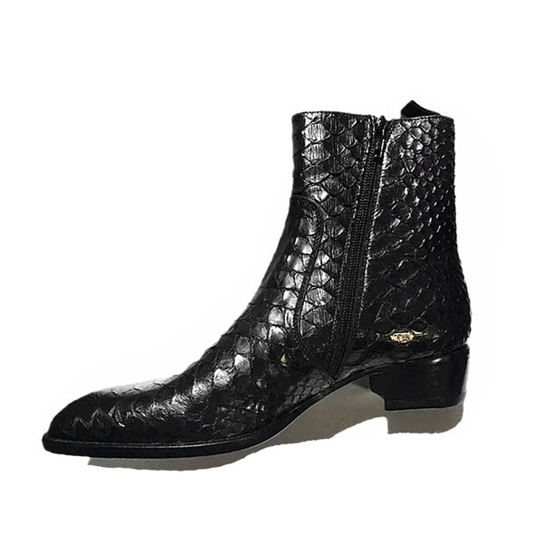 HARPX HOUNDS BRITISH SNAKE LEATHER BLACK CHELSEA BOOTS - boopdo
