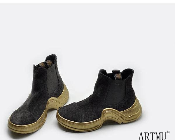 ARTMU WIDE FIT CHELSEA BOOTS WITH CONTRAST CHUNKY SOLE - boopdo