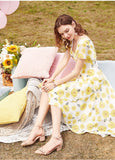 ARTKA TIERED RUFFLE DRESS IN YELLOW FLORAL - boopdo