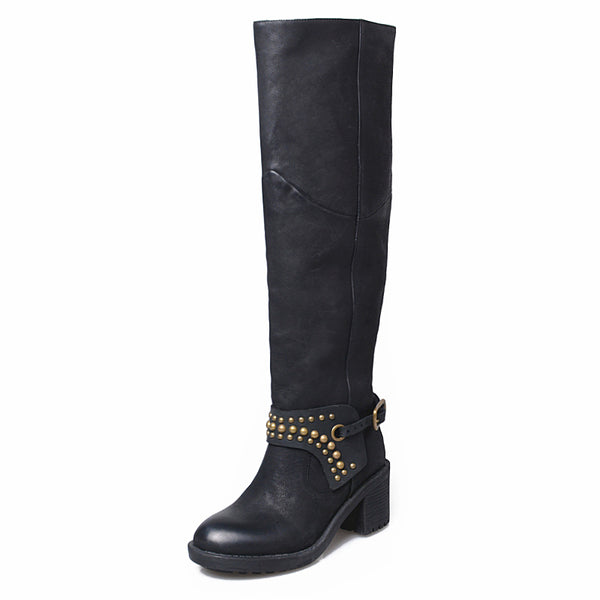 PROVA PERFETTO MARTIN RETRO STYLE STOVEPIPE LEATHER BOOTS - boopdo