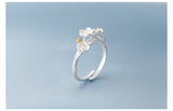 SILVER OF LIFE 925 ADJUSTABLE SILVER RING IN CHERRY BLOSSOMS DESIGN - boopdo