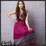 ARTKA WRAP FRONT BOHEMIAN PLEATED MAXI DRESS - boopdo