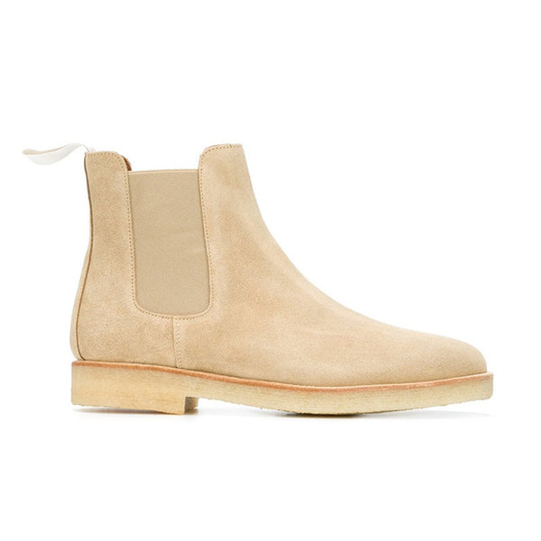 NADEMILI SMOKED RUBBER UPPER PLAIN HEEL ANKLE CHELSEA BOOTS - boopdo