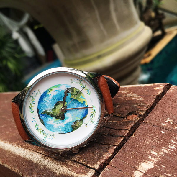 GOGH OIL PAINTING WORLD GLOBE VINTAGE DESIGN WATCH - boopdo