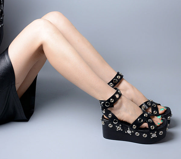 PROVAPERFETTO WIDE FIT PLATFORM STUDDED WEDGES - boopdo