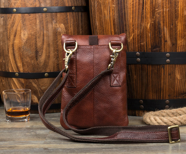 MANTIME HANDMADE LEATHER MULTI FUNCTION VERTICAL SQUARE MESSENGER BAG - boopdo