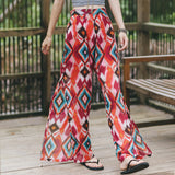 SINCE THEN SIDE SPLIT TROUSERS IN ETHNIC SCARF PRINT - boopdo