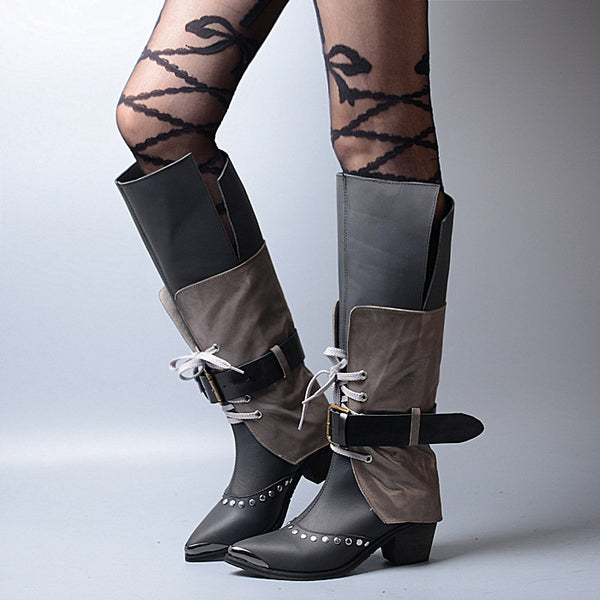 PROVA PERFETTO BOOP POINTED TOE KNEE HIGH LEATHER BOOTS - boopdo