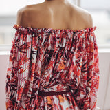SINCE THEN OFF SHOULDER MAXI DRESS IN TROPICAL PRINT - boopdo
