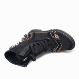 PROVAPERFETTO LACE UP STUDDED BIKER BOOTS - boopdo