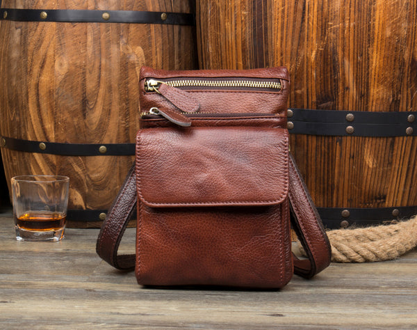 MANTIME HANDMADE LEATHER MULTI FUNCTION VERTICAL SQUARE MESSENGER BAG - boopdo