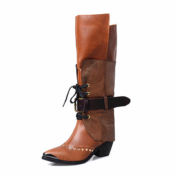 PROVA PERFETTO BOOP POINTED TOE KNEE HIGH LEATHER BOOTS - boopdo