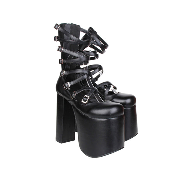 OZPO GOTHIC LOLITA COSBY PUNK STYLE ULTRA HIGH PLATFORM SANDAL - boopdo