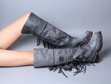 PROVAPERFETTO ANKLE BOOTS WITH TASSEL DESIGN 1100641 GREY TAN - boopdo