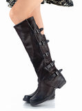 PROVA PERFETTO ROMAN SQUARE TOE KNEE HIGH LEATHER BOOTS IN BLACK - boopdo