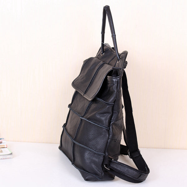 BOOPDO FRENCH DESIGN LEATHER MULTI PURPOSE BACKPACK IN BLACK - boopdo