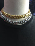RICH BRIAN XX TENTACION CUBAN GOLD SILVER CHOKER NECK CHAIN - boopdo