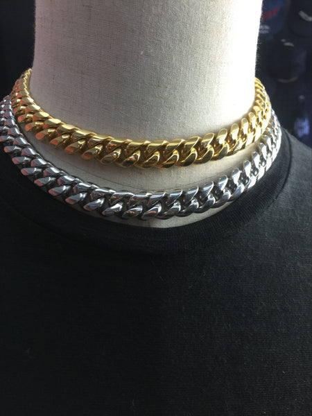 RICH BRIAN XX TENTACION CUBAN GOLD SILVER CHOKER NECK CHAIN - boopdo