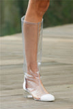 TONGO FRENCH STYLE BAOTOU TRANSPARENT SEQUINED TOE BOOTS - boopdo