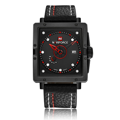NAVYFORCE SQUARE HIGH GRADE OUTDOOR PU LEATHER BELT WATCHES - boopdo