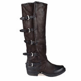 PROVA PERFETTO ROMAN SQUARE TOE KNEE HIGH LEATHER BOOTS IN BLACK - boopdo