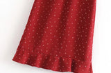 CINDY CASUAL FRENCH DESIGN FLORAL HIGH WAIST RUFFLED SKIRT IN RED - boopdo