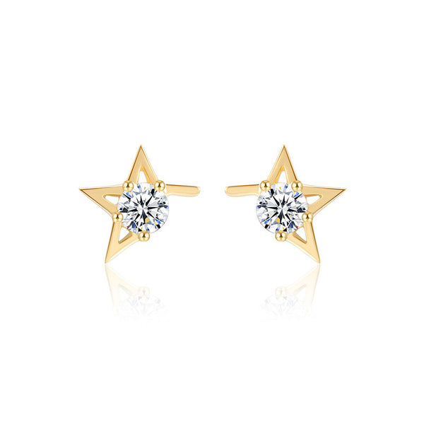 JELLY GIRL 18K GOLD STAR STUD EARRINGS WITH CRYSTAL DETAIL - boopdo
