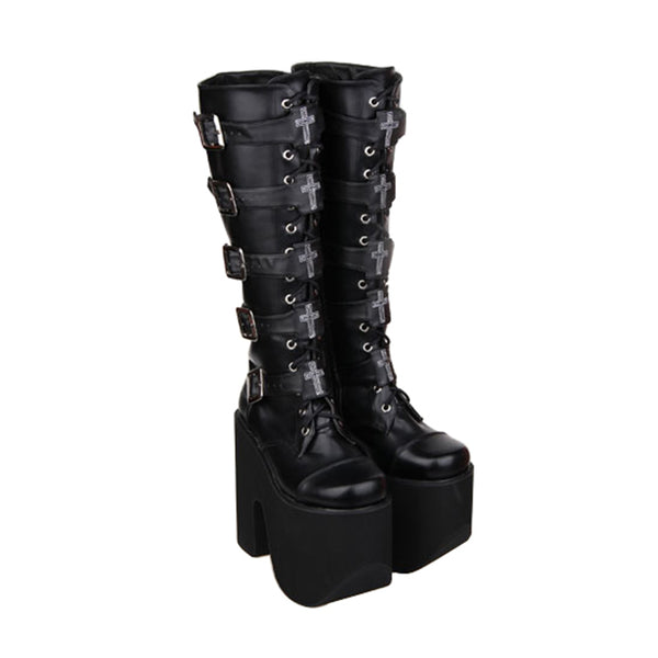 CHEZCA JENNIE COSBY PUNK STYLE ULTRA HIGH PLATFORM BOOTS - boopdo