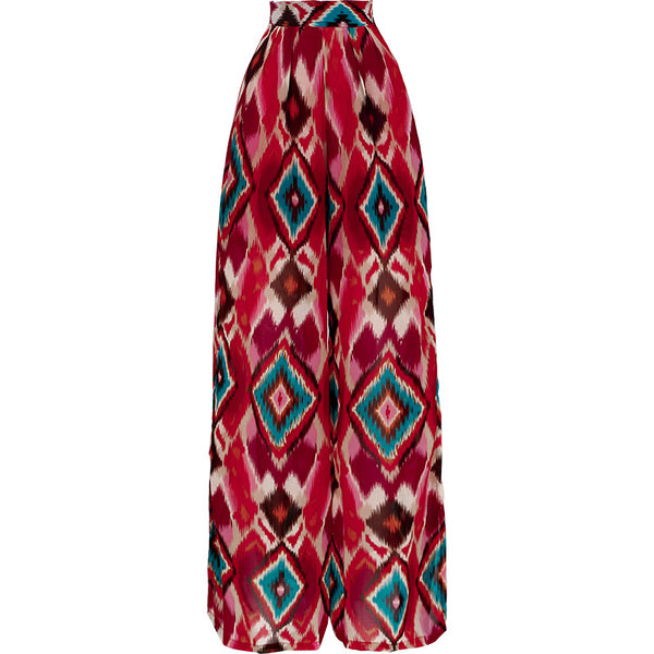 SINCE THEN SIDE SPLIT TROUSERS IN ETHNIC SCARF PRINT - boopdo