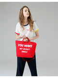 TOYOUTH YOU MAKE ME SMILE CANVAS BAG IN RED 8722816008a - boopdo