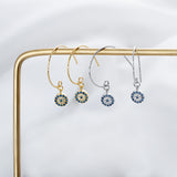 SILVER OF LIFE SILVER WITH GOLD PLATE EVIL EYE DESIGN DROP EARRINGS - boopdo