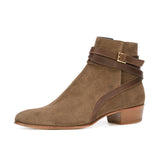 NADEMILIA BUCKLED TOE POINTED WESTERN BROWN CHELSEA BOOTS - boopdo
