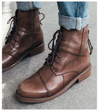 JERSY MARAKITO COOL PUNK FLAT LEATHER ANKLE BOOTS - boopdo