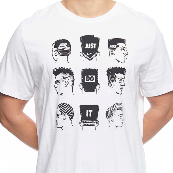 NIKE SPORTSWEAR JUST DO IT HAIRCUT LOGO T SHIRT IN WHITE CI6263 100 - boopdo