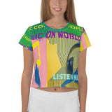 MUSIC CONNECT PEOPLE ALL OVER PRINT CROP TEE - boopdo