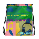 MUSIC CONNECT PEOPLE DRAWSTRING BAG - boopdo