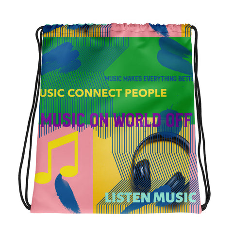 MUSIC CONNECT PEOPLE DRAWSTRING BAG - boopdo