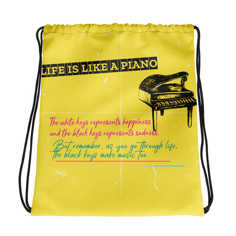 LIFE IS LIKE A PIANO DESIGN DRAWSTRING BAG - boopdo